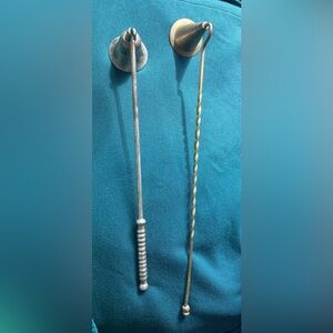 Vintage Brass And Silver-plated  Twisted Handle 11" Long Candle Snuffers